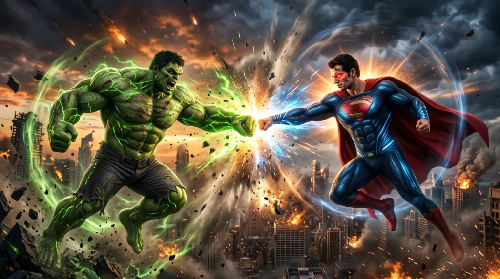 Hulk vs Superman in Comics vs Movie Scaling