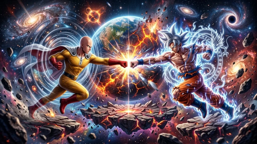 Saitama Vs Goku Power Battle